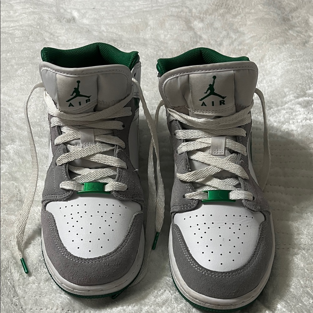 Air Jordan Kids High-Top Sneakers - Gray and Green